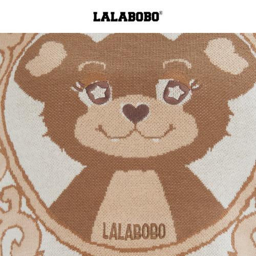 【商场同款】LALABOBO25年夏新款毛织背心女原创潮牌撞色印花上衣 - 图3