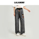 ຫົວຫມີ plaid ກາງເກງສີດໍາ