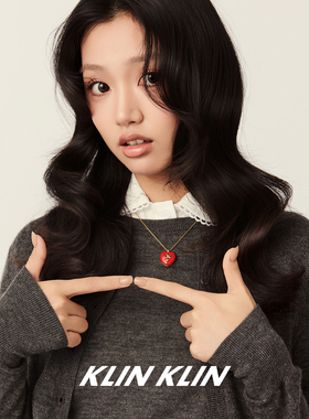 KLINKLIN红色爱心十字花珐琅彩项链女新年锁骨链本命年十字架