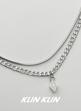 KLINKLIN原创双层菱形夏季男女甜酷项链叠戴小众设计高级感锁骨链