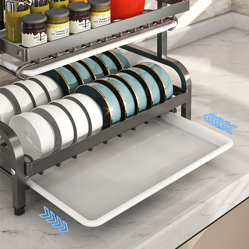 碗碟收纳架不锈钢碗架厨房置物架碗碟沥水架家用台面碗盘收纳架 - 图3