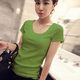 Pure cotton low-neck red T-shirt for women short-sleeved slim fit thin style