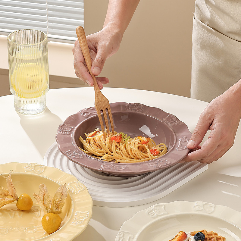 好看的盘子网红款陶瓷西餐盘菜盘甜品意面盘子早餐盘平盘家用创意 - 图2