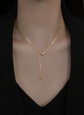 纯银项链轻奢小众新款女彩金