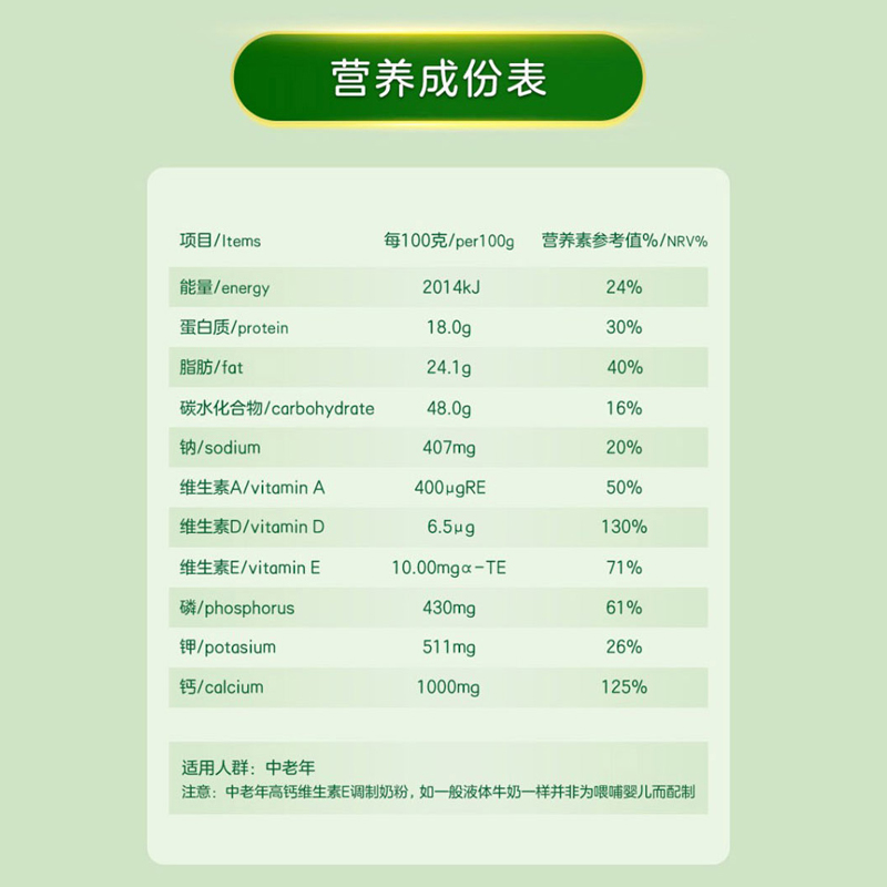 光明奶粉中老年高钙奶粉成人老年人营养品老年奶粉正品官方旗舰店-图1