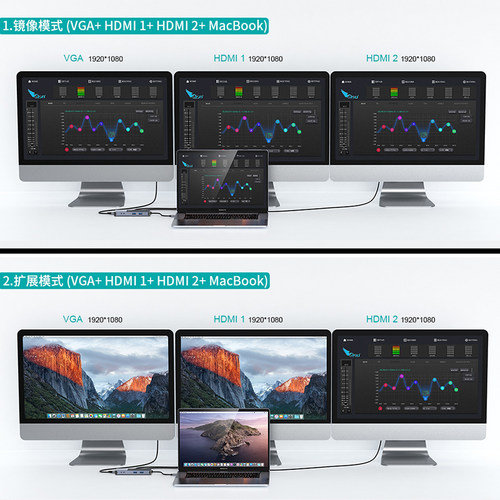 QGeeM USB扩展坞displaylink拓展器适用于M1 MacBook苹果笔记本电脑华为联想Dell桌面拓展外接设备-图3