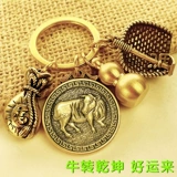 Латунный брелок, изысканный браслет с одной бусиной, аксессуар с аксессуарами, китайский гороскоп, на удачу