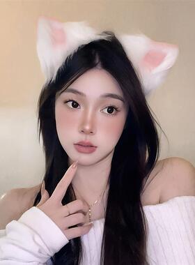 奇怪教母 猫耳朵头饰兽耳发夹发饰lolita狗发箍女发卡女仆装cos