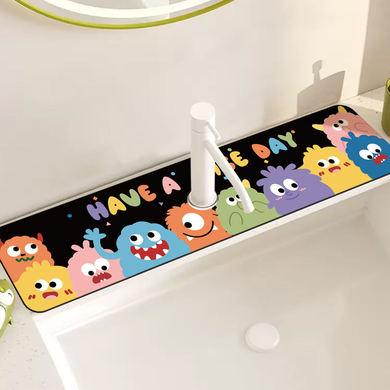 卡通水龙头垫家用厨房吸水防溅台面垫卫生间洗手台沥水垫水池垫子,淘宝优惠券,粉丝福利购,淘宝优惠卷