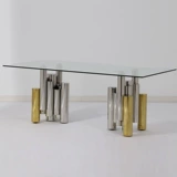 Adic Dopor Glass Стекло из нержавеющей стали обеденный стол Простой современный гостиный обеденный стол модный стеклянный прямоугольный конференц -стол