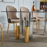 Adic Dopor Glass Стекло из нержавеющей стали обеденный стол Простой современный гостиный обеденный стол модный стеклянный прямоугольный конференц -стол