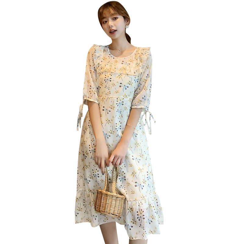 孕妇夏装雪纺2020夏季潮妈喂奶裙子 纤妃诗连衣裙