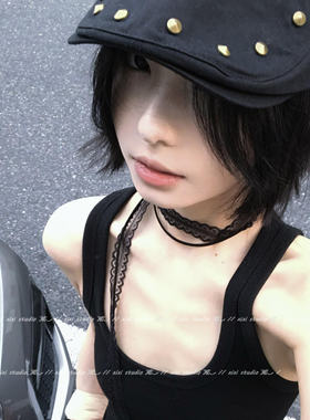 黑色蕾丝颈链长条系脖丝巾飘带女