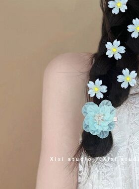 韩版甜美淡黄色樱花发夹女侧边夹