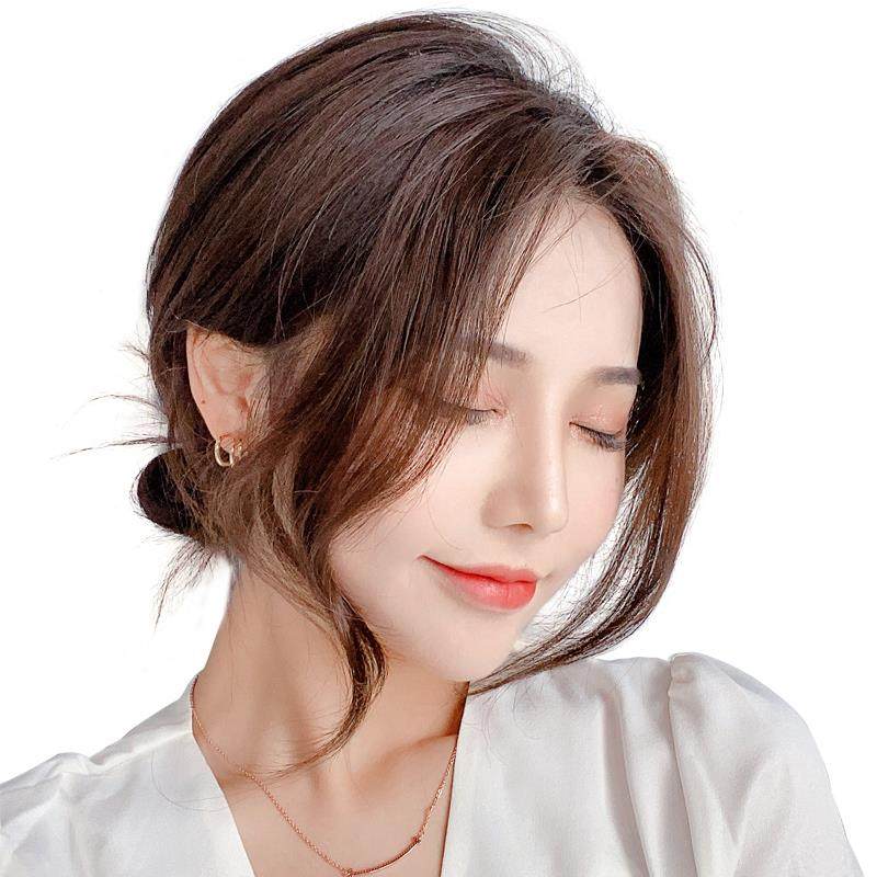 法式八字刘海假发女夏卷发假发片真发网红中分假刘海自然隐形无痕_虎窝淘