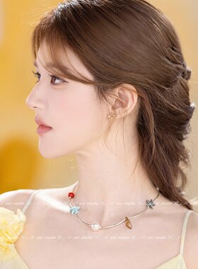 度假风多巴胺海星贝壳项链锁骨链