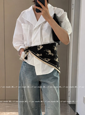 极简风黑色小马流苏系腰方巾腰饰
