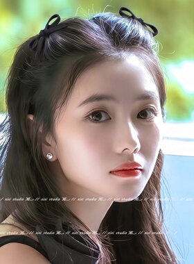 公主头发饰黑色蝴蝶结三齿发夹