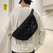 Hong Kong I Tgreg tide Skew Satchel Satchels Chessboard Lattice Day Student Chest Bag Large Capacity Sports single shoulder bag