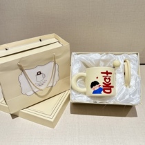 Happy words lovers water mugs a pair of ceramic marks cup small crowdage new wedding gift high temperature resistant milk breakfast cup