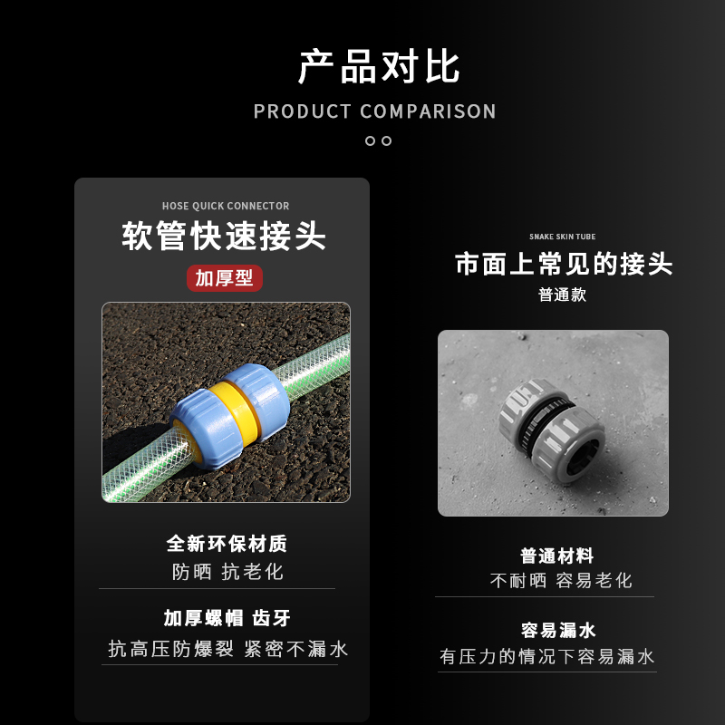 1寸6分转4分软管快速接头花园管蛇皮管修补塑料接头延长对接活接 - 图1