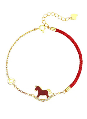 马上暴富马年手链女本命年生肖马耳饰轻奢小众国风黄金色招财纳福