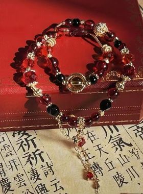 盗墓笔记藏式手链张起灵印象小众气质高级感红黑手串国风串珠手饰