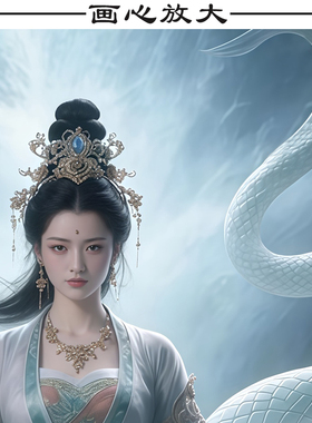 托天老母画像女娲补天挂画家用背景墙装饰画女娲娘娘神像卷轴画