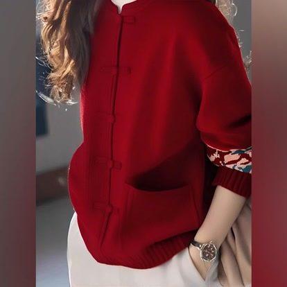 欧关女装新中式国风打底衫女士慵懒风毛衣针织衫秋冬复古立领外套,淘宝优惠券,粉丝福利购,淘宝优惠卷