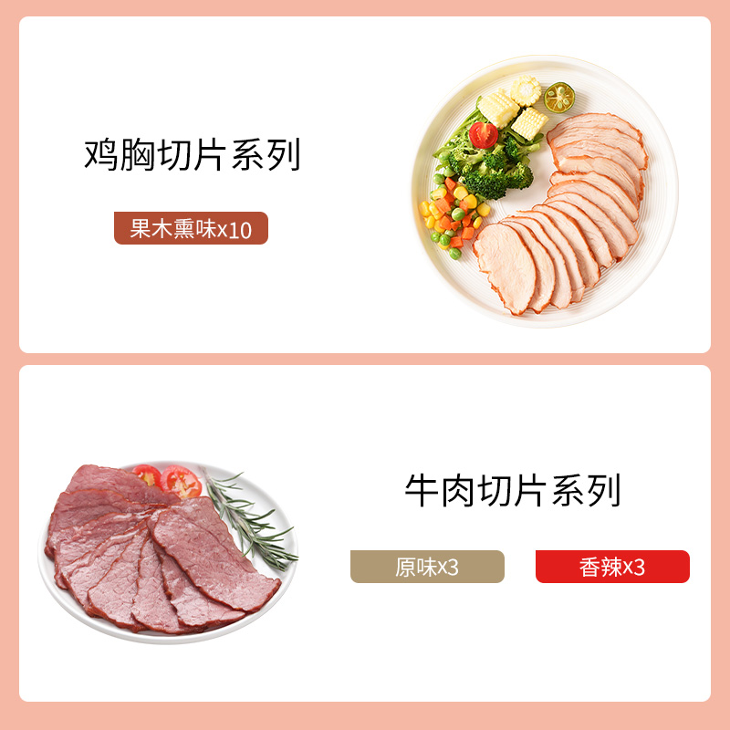 吉野物语鸡胸肉切片10袋+牛肉切片6袋即食营养高蛋白健身代餐轻食 - 图0