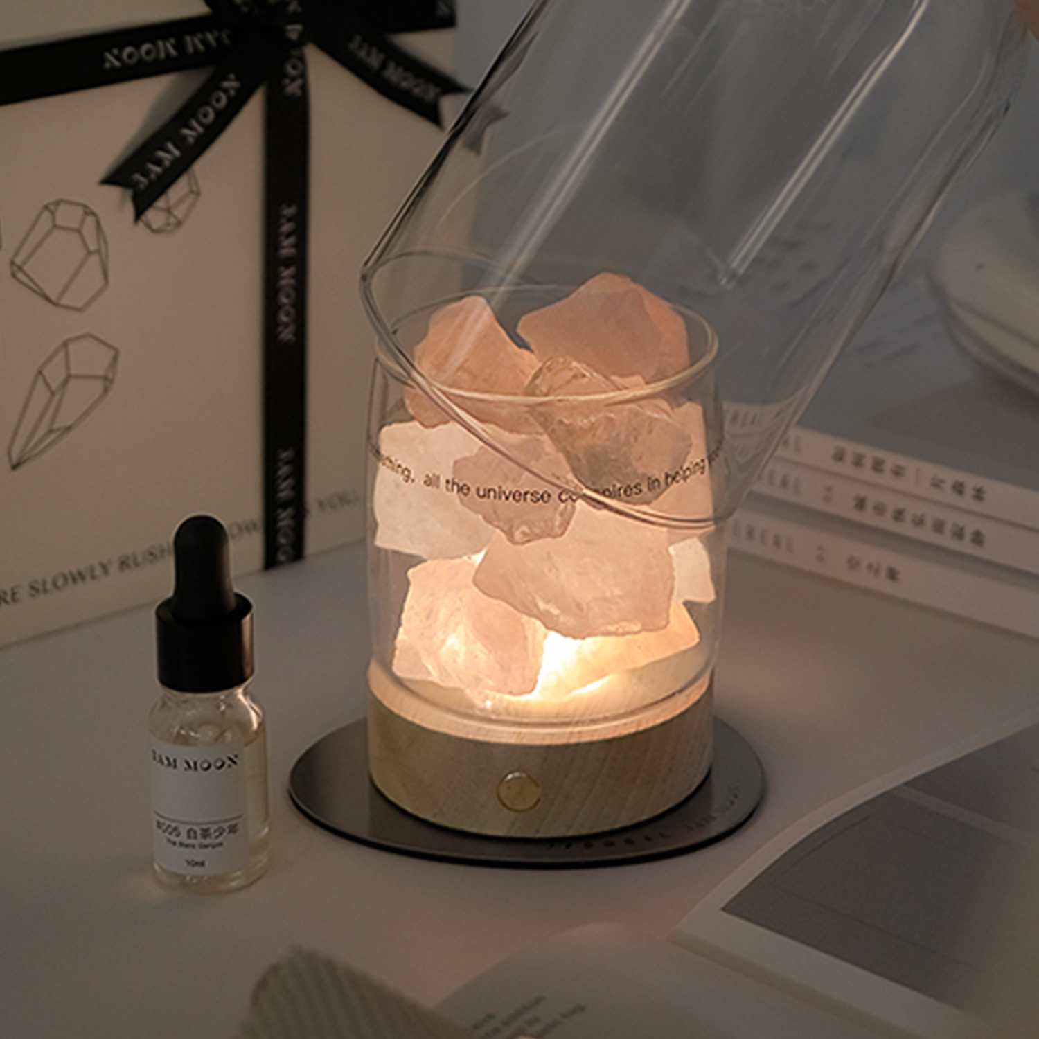 无火香薰精油水晶扩香石香氛卧室持久助眠小夜灯摆件生日礼物礼盒 - 图1
