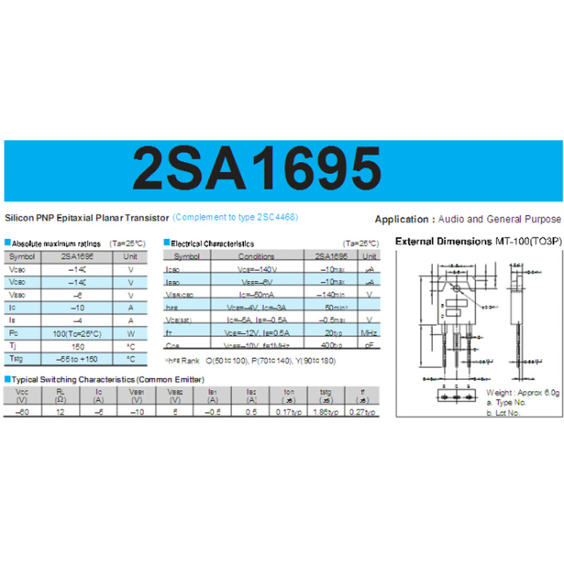 。2SA1695/2SC4468音响对管（Y档）大功率原装全新日本三肯功放对-图2