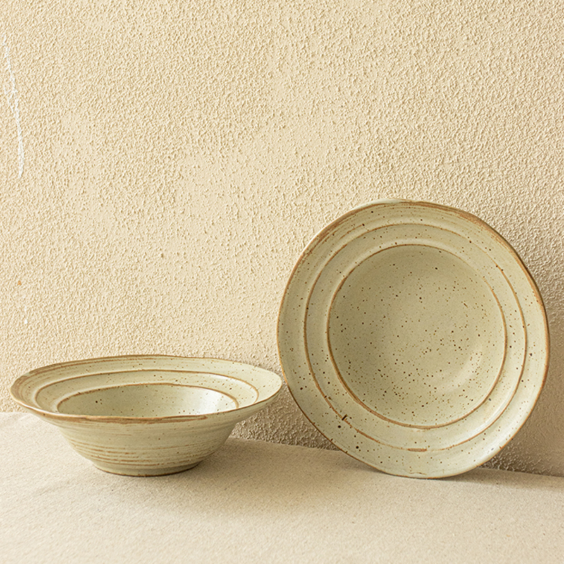 YE HOME格雷草帽碗~复古日式陶瓷西餐意面碗浓汤碗高级感菜碗微瑕