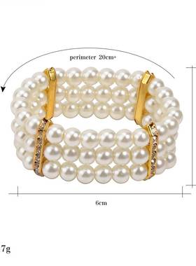 珍珠镶钻女手链奶油色手