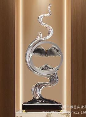 酒柜装饰品办公室装饰摆件轻奢高档客厅电视柜流沙画高级风生水.