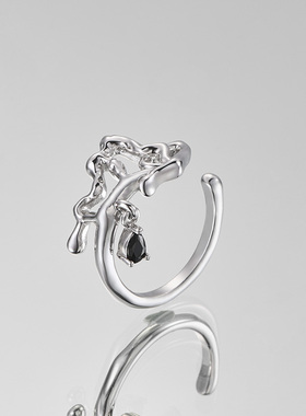 黑刺猬女原创小众液态设计戒指