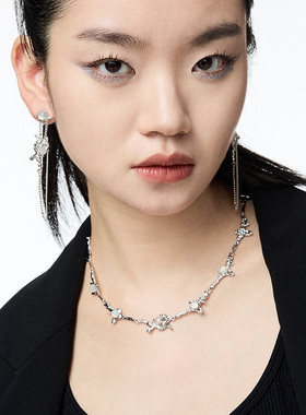 铜镀白金情侣白玛瑙项链