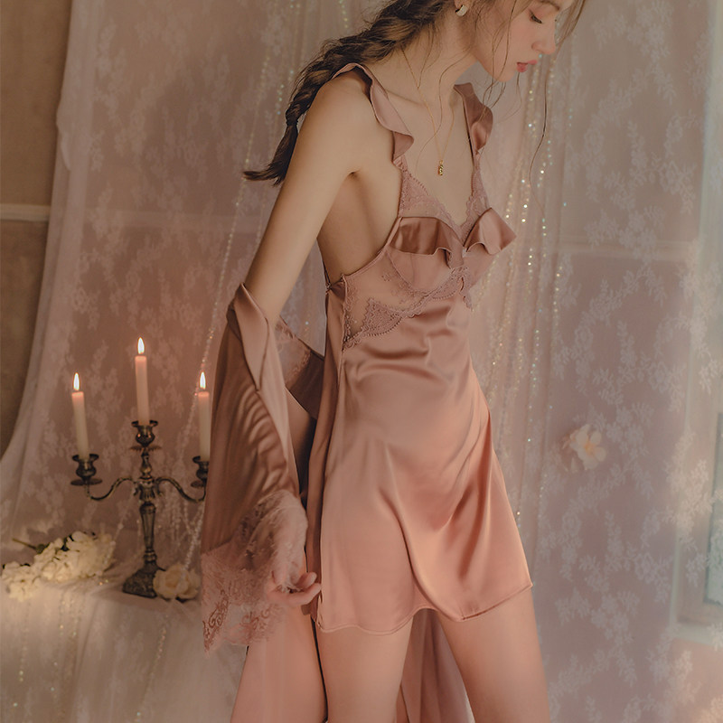 性感夏季冰丝2021年新款高级感睡裙 隐萱睡衣/家居服套装