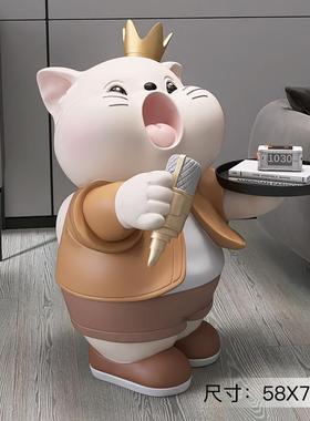 猫咪大型落地摆件家居饰品客厅玄关电视柜沙发旁托盘乔迁新居礼品