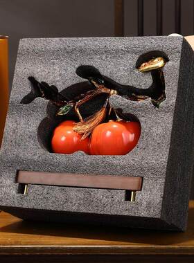 高档柿柿如意柿子摆件客厅玄关酒柜办公室装饰品乔迁开业送带礼盒