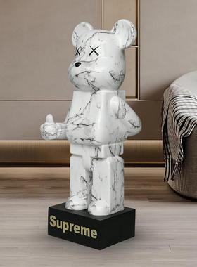 熊摆件酒柜客厅电视柜轻奢网红公仔积木熊奢华摆设家居装饰品