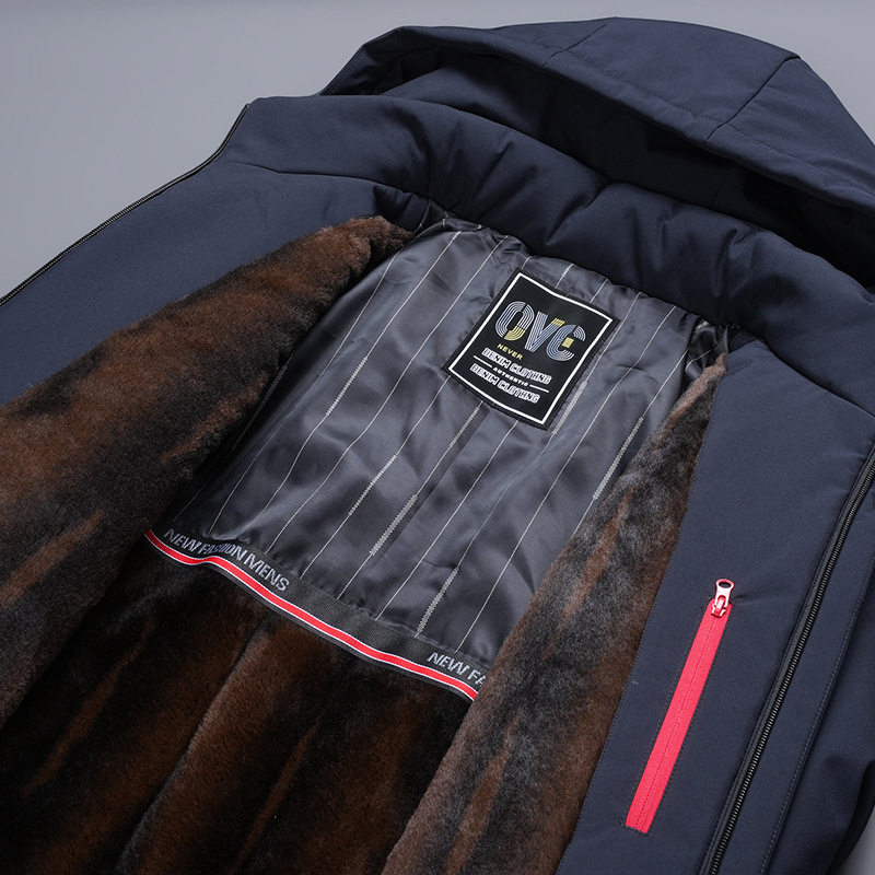 Lu Haifeng brand men's jacket high-end business velvet thickened warm jacket middle-aged and elderly long cotton coat a4