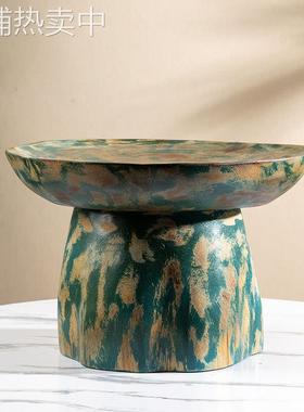 泰式风格复古怀旧高脚果盘茶点点心盘酒店会所大堂装饰水果盘