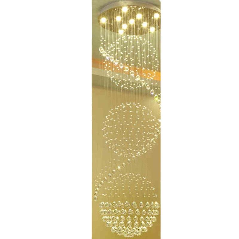 元华水晶吊灯复式楼梯长吊灯餐厅吊灯现代简约别墅客厅大吊灯 - 图3