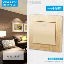 International electrician 86 concealed home single open open multi-control panel triplex midway switch champagne gold wire drawing