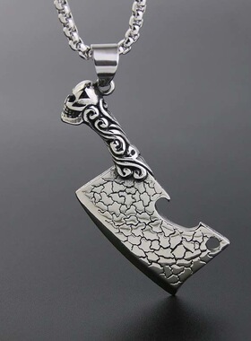 个性菜刀项链男可开啤酒瓶吊坠韩版霸气潮人骷髅毛衣链嘻哈创意