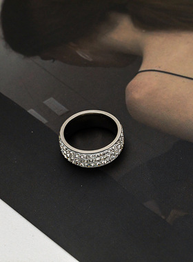 欧美时尚个性ins满钻钛钢戒指 hiphop男女潮流嘻哈情侣不掉色指环