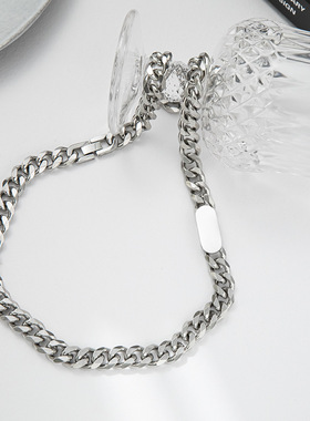 欧美钛钢古巴链项链 ins男士嘻哈风潮人HipHop不锈钢粗链条项链女