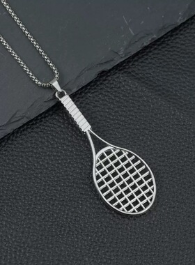 欧美时尚简约百搭网球拍项链男女个性创意朋克嘻哈吊坠男女通用