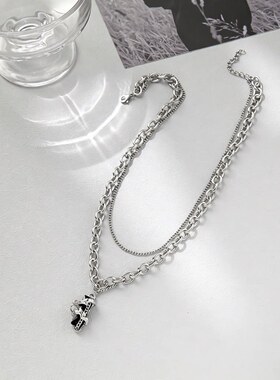 欧美简约黑钻项链 ins潮流时尚夸张个性锁骨链网红简约毛衣链